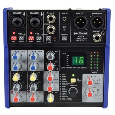 Citronic 170875 - CSD-4 Compact Mixer inc BT+DSP