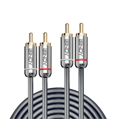 Lindy 35345 1m Dual Phono Audio Cable, Cromo Line