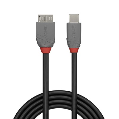 Lindy 36620 0.5m USB 3.2 Type C to Micro-B Cable, 5Gbps, Anthra Line