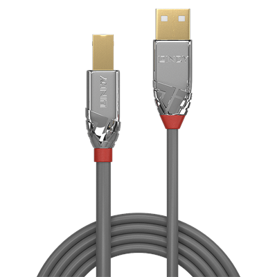 Lindy 36640 0.5m USB 2.0 Type A to B Cable, Cromo Line