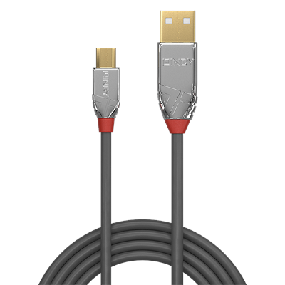 Lindy 36650 0.5m USB 2.0 Type A to Micro-B Cable, Cromo Line