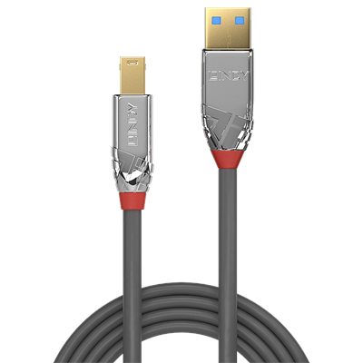 Lindy 36660 0.5m USB 3.2 Type A to B Cable, 5Gbps, Cromo Line