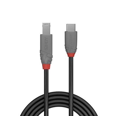 Lindy 36665 0.5m USB 3.2 Type C to B Cable, 5Gbps, Anthra Line
