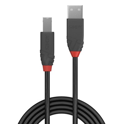 Lindy 36670 0.2m USB 2.0 Type A to B Cable, Anthra Line