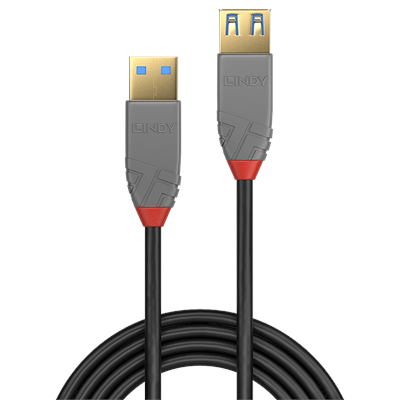 Lindy 36760 0.5m USB 3.2 Type A Extension Cable, 5Gbps, Anthra Line