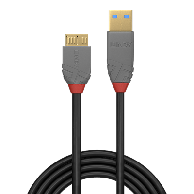 Lindy 36765 0.5m USB 3.2 Type A to Micro-B Cable, 5Gbps, Anthra Line