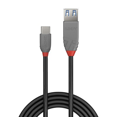 Lindy 36895 0.15m USB 3.2 Type C to A Adapter Cable, 10Gbps, Anthra Line