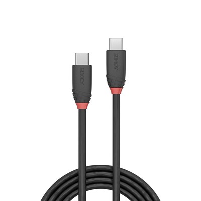 Lindy 36905 0.5m USB 3.2 Type C to C Cable, 20Gbps, Black Line