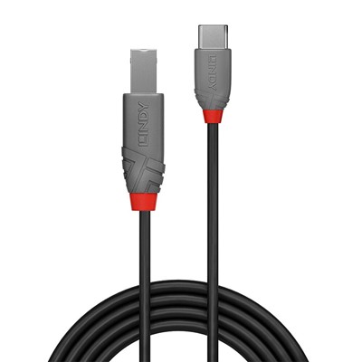 Lindy 36941 1m USB 2.0 Type C to B Cable, Anthra Line