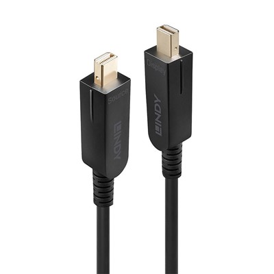 Lindy 38480 10m Fibre Optic Hybrid Mini DisplayPort 1.4 Cable with Detachable DP Connectors