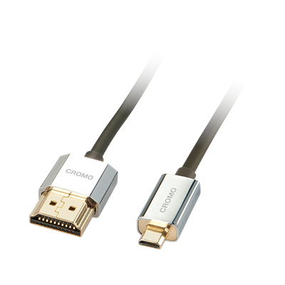 Lindy 41682 CROMO Slim High Speed HDMI to Micro HDMI Cable with Ethernet, 2m