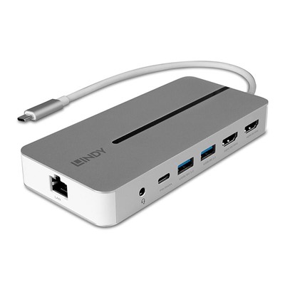 Lindy DST-Mx Duo, USB-C Laptop/MacBook Mini Docking Station with DualLindy -  Display (4K) & 100W 