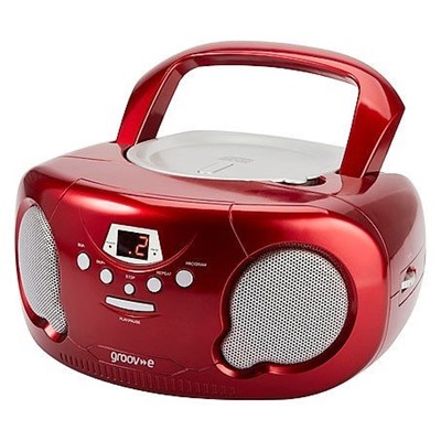 Groove GVPS733RD - Red Boombox CD Player with AM/FM Radio