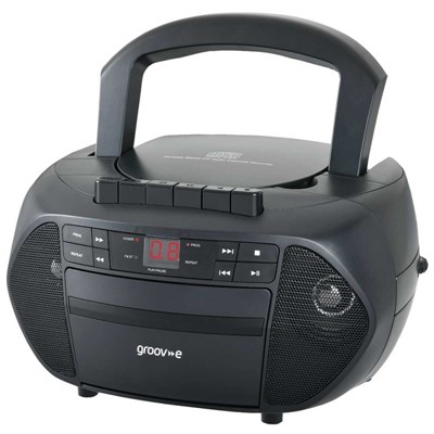Groov-e Boombox Portable CD & Cassette Player with Radio - Black