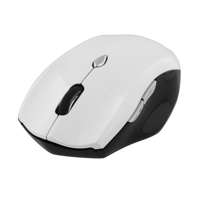 DELTACO Black / White wireless optical mouse, 5 buttons + scroll, 1600 DPI, USB nano receiver