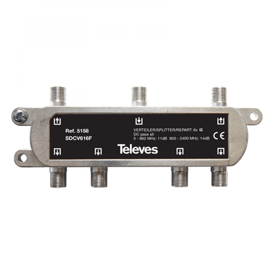 Televes TEL5158 - 6 Way F Splitter 5-2400MHz