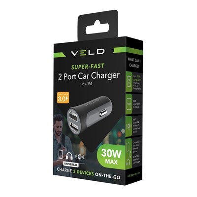 Veld Super-Fast 30W Car Charger 2 Port